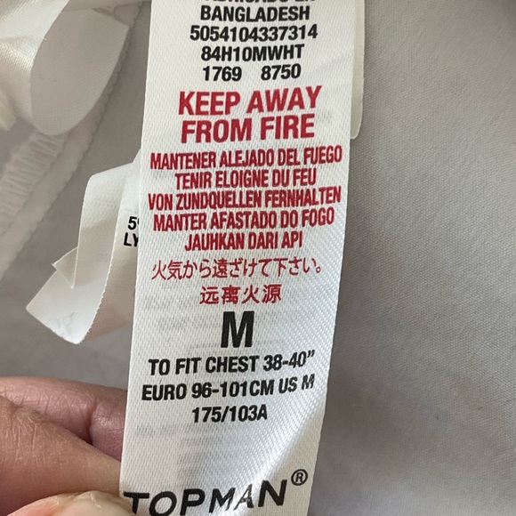 Topman Stretch Skinny Fit White Dress Shirt Size M, Chest 38”-40” - Picture 5 of 8